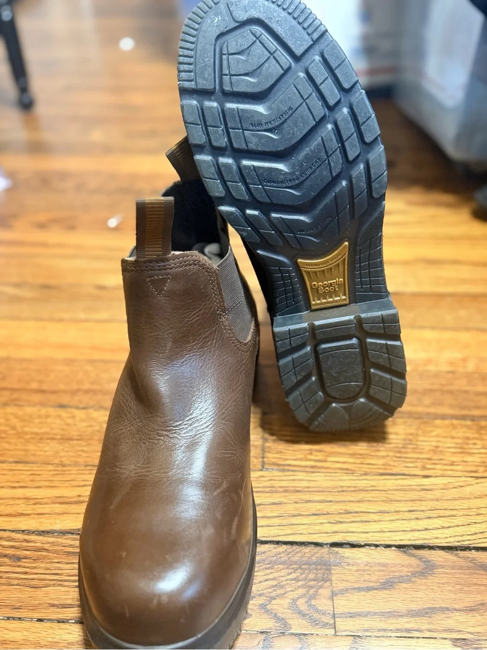 Georgia Boot Eagle One Waterproof Chelsea Work Boots Brown Leather Men’s